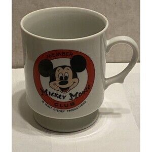 Mickey Mouse Club House Member Coffee Cup Footed Pedestal Walt Disney Vintage